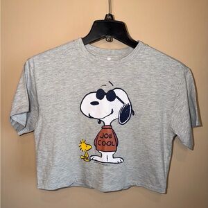 NWOT Unbranded Women’s Gray Snoopy Crop Tee